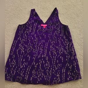 Lilly Pulitzer Purple Printed V-Neck Tank Top